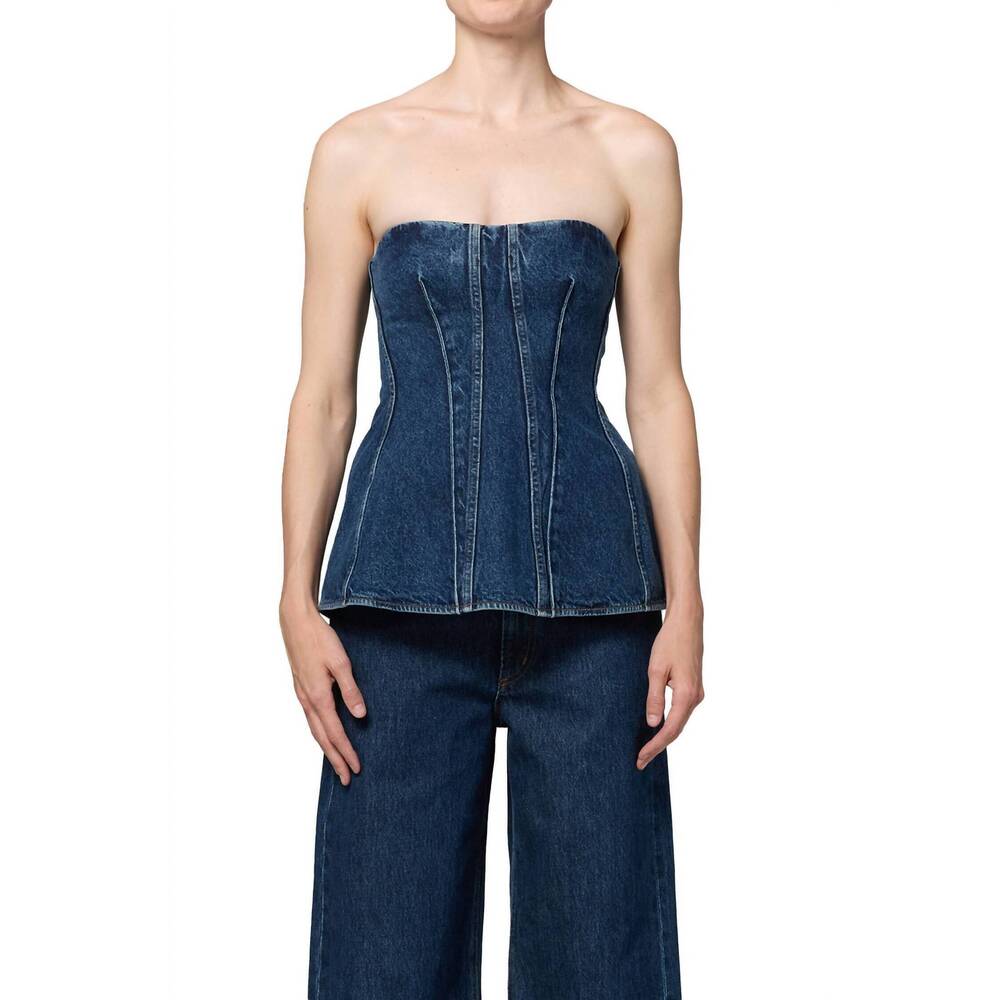 NEW AGOLDE lara sleeveless denim corset top in form